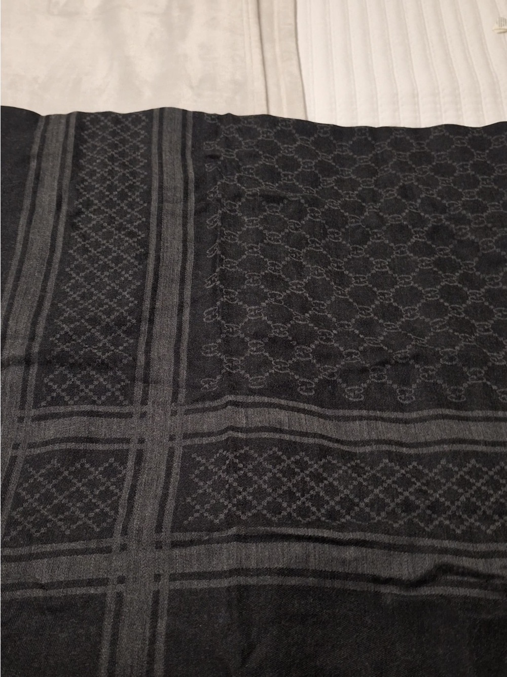 Gucci Black and Gray Signature Pattern Scarf